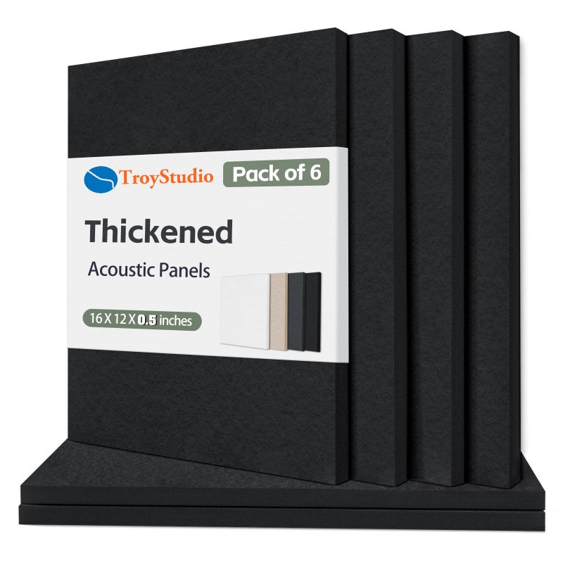 TroyStudio Thickened Acoustic Panels, 16 x 12 x 0.5 Inches Pack of 6 Felt Wall Decor Tiles Sound Absorbing Board, Noise Reverb Echo Dampening Soundproof Padding for Door Music Recording Home Studio - Image 1